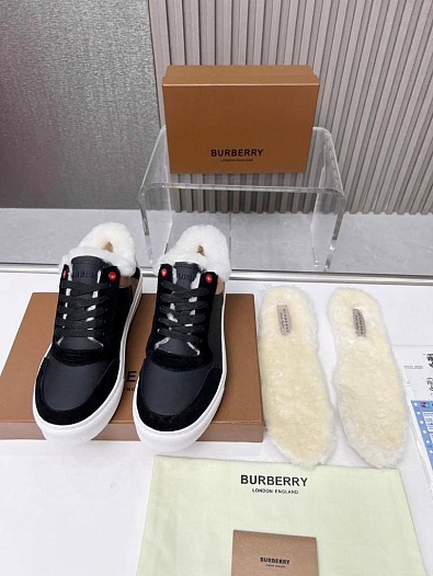 Мужские кроссовки с мехом Burberry Stevie - Black   
