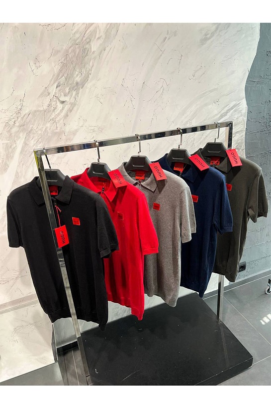 Мужское серое поло Hugo Boss classic badge