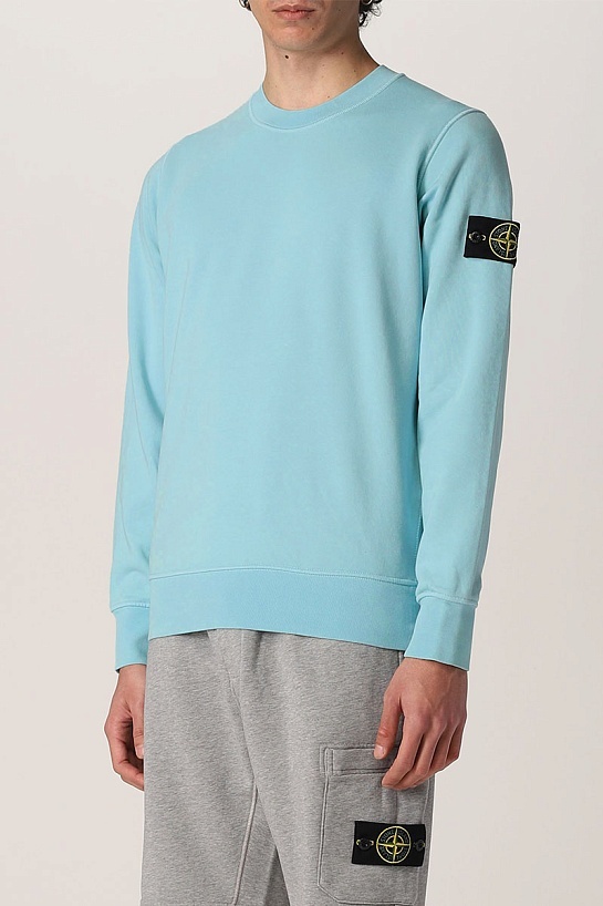 Мужской свитшот бирюзового цвета Stone Island Compass-patch