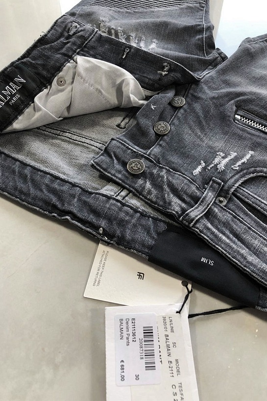 Мужские чёрные джинсы Balmain Paris Slim Fit
