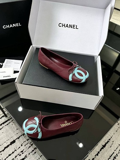 Женские кожаные балетки Chanel Ballerines premium   
