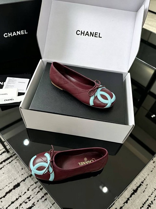 Женские кожаные балетки Chanel Ballerines premium