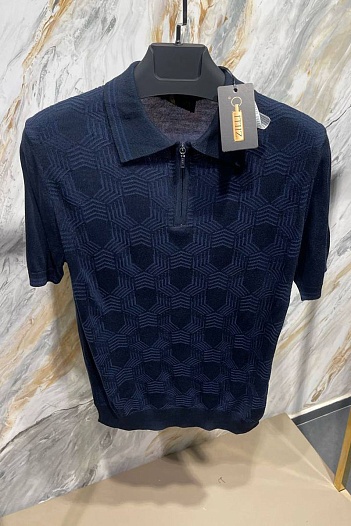 Мужское поло тёмно-синего цвета Zilli zip neck   