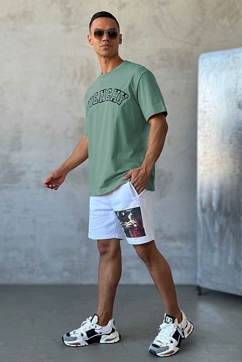 Зелёная оверсайз футболка Givenchy college logo-embroidered   