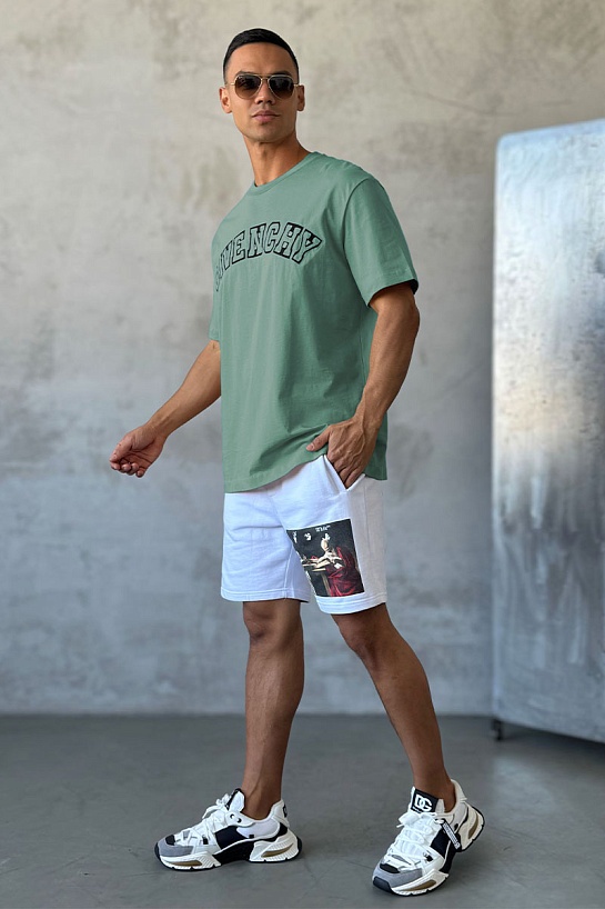 Зелёная оверсайз футболка Givenchy college logo-embroidered