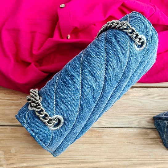 Кожаная сумка Balenciaga Hourglass Denim S 26x15 см