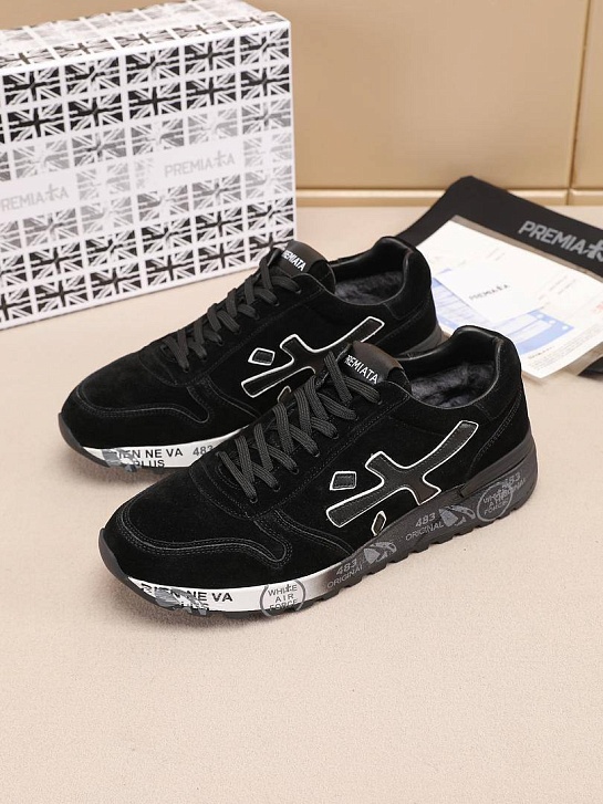 Замшевые кроссовки с мехом Premiata low-top - Black