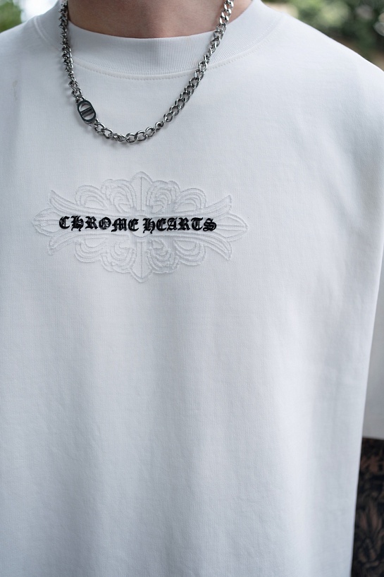 Белая оверсайз футболка Chrome Hearts Premium