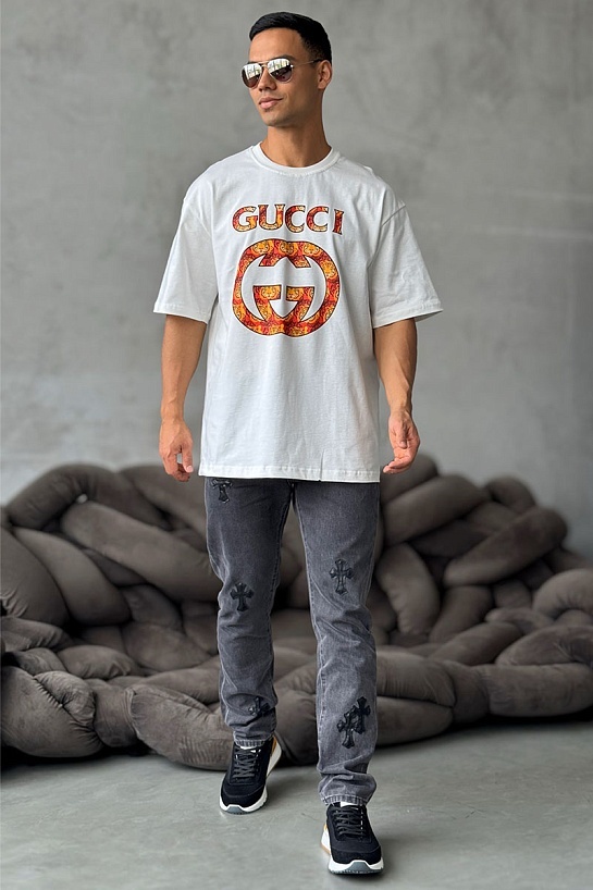 Оверсайз футболка Gucci белого цвета