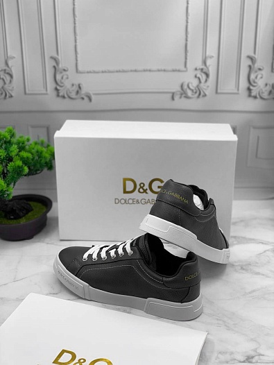 Кожаные кроссовки Dolce & Gabbana Portofino - Black / White   