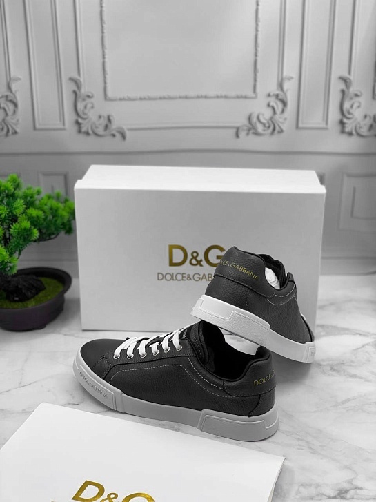 Кожаные кроссовки Dolce & Gabbana Portofino - Black / White