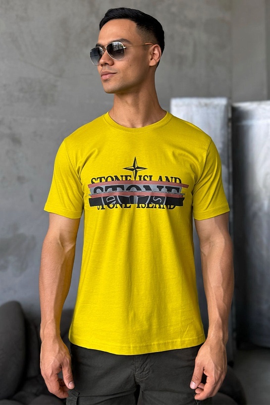 Мужская футболка салатового цвета Stone Island