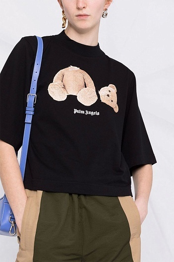 Женская оверсайз футболка Palm Angels Teddy - Black   
