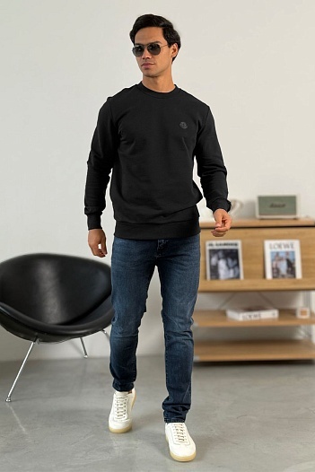 Мужской чёрный свитшот Moncler logo-print   