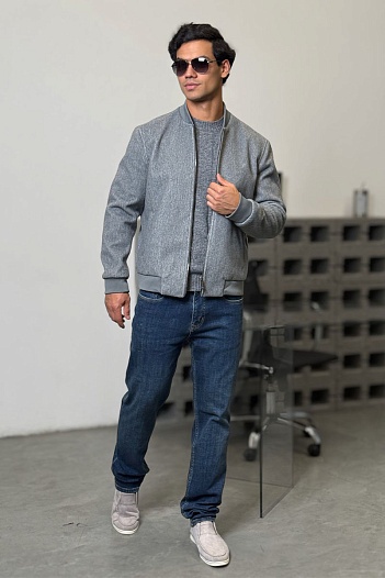 Мужской бомбер Loro Piana серого цвета   