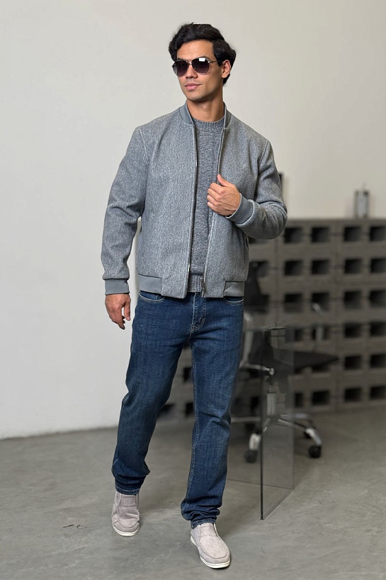 Мужской бомбер Loro Piana серого цвета