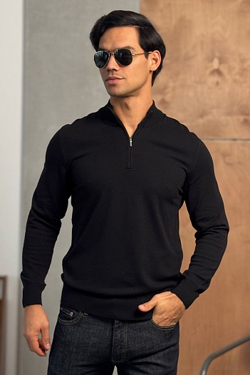 Чёрный джемпер Loro Piana Zip Neck   