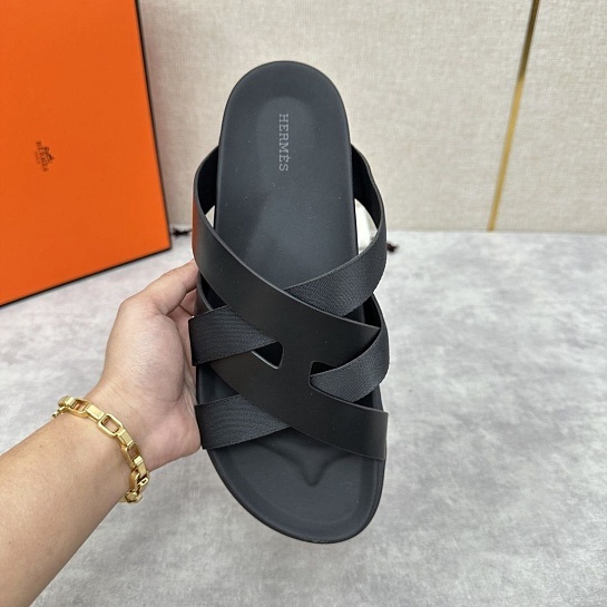 Мужские шлёпанцы Hermes Kazimir - Black