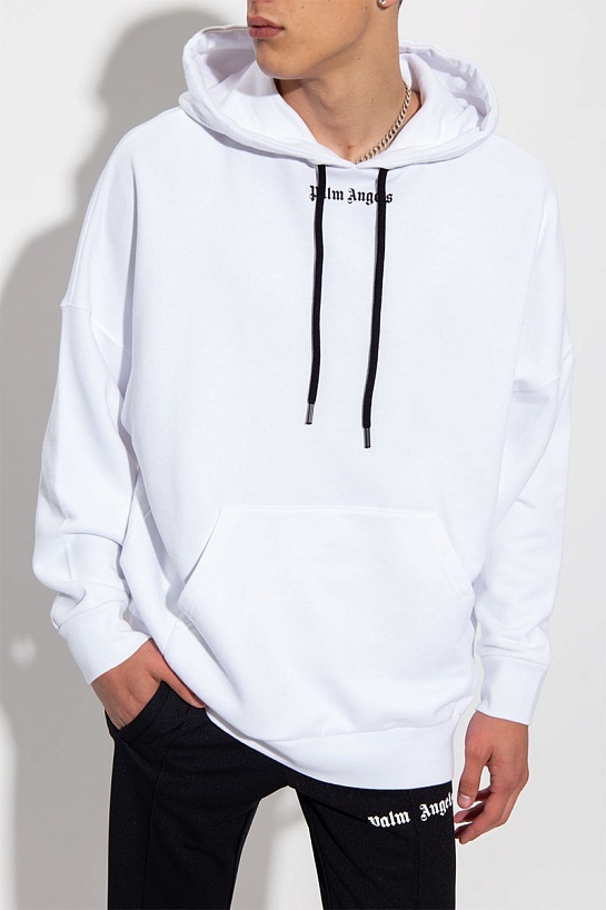 Белое оверсайз худи Palm Angels Classic logo-print