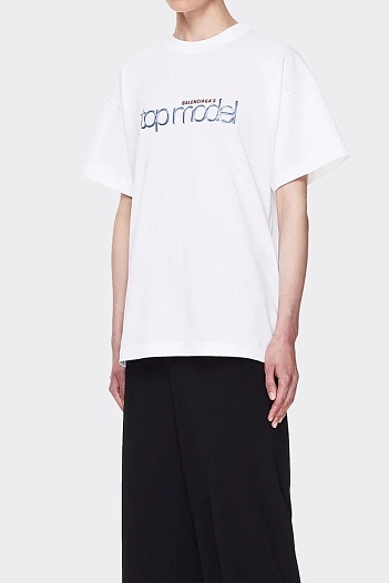 Белая оверсайз футболка Balenciaga Top Model logo-print   
