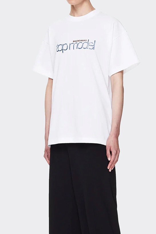 Белая оверсайз футболка Balenciaga Top Model logo-print