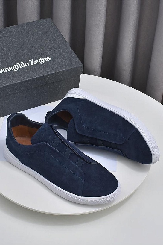 Замшевые кроссовки Ermenegildo Zegna Triple Stitch low-top - Navy
