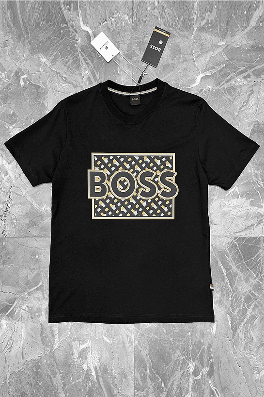 Мужская чёрная футболка Hugo Boss logo-print