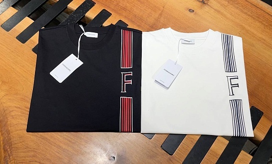 Мужская белая футболка Ferragamo college stripes