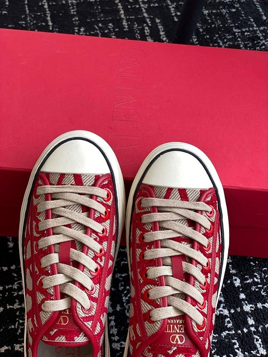 Женские кеды Valentino Toile Iconographe premium - Red