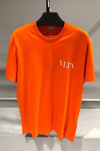 Мужская оранжевая футболка Valentino logo-print   