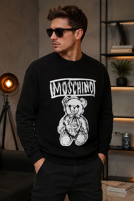 Мужской чёрный свитшот Moschino Teddy Bear