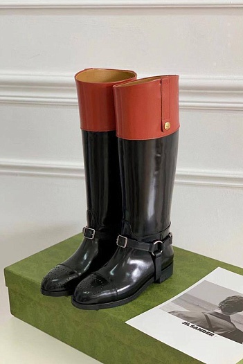 Женские сапоги с ремешками Gucci GG Aria - Black   