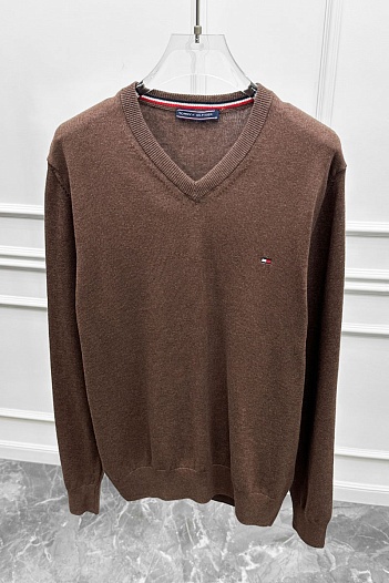 Мужской джемпер Tommy Hilfiger logo-embroidered - Brown   