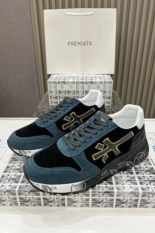 Замшевые кроссовки Premiata Mick - Black / Blue