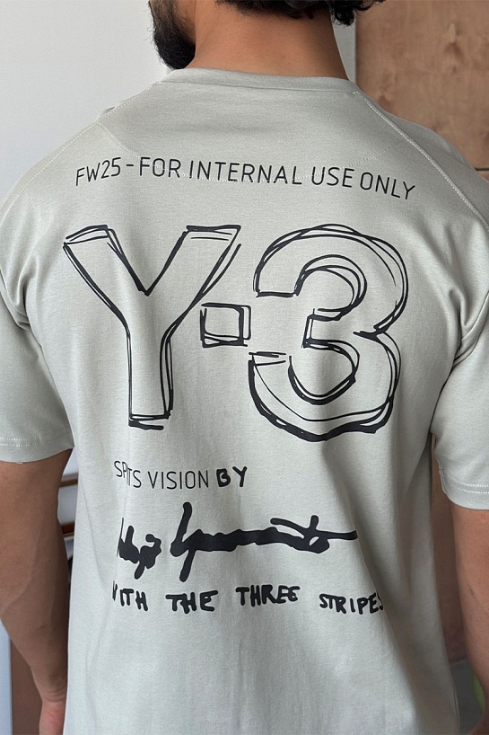 Мужская бежевая футболка Y-3 Yohji Yamamoto