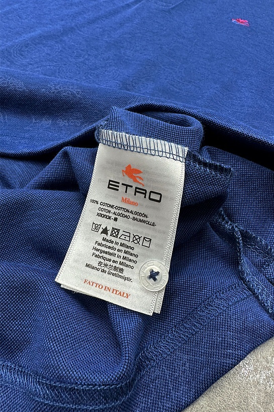 Тёмно-синее поло Etro с узором пейсли