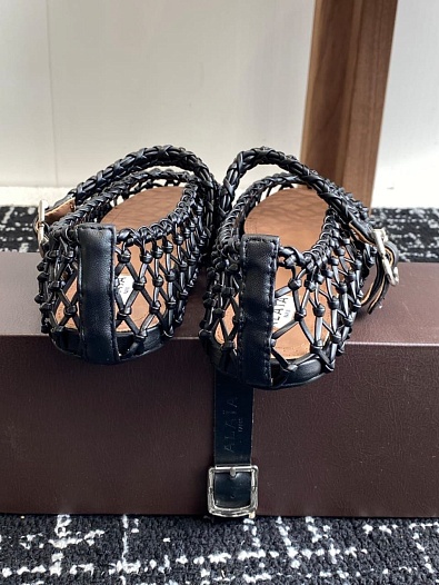 Женские плетёные балетки ALaia Premium - Black   