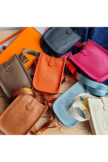 Кожаная сумка Hermes 12x17 см (7 расцветок)   