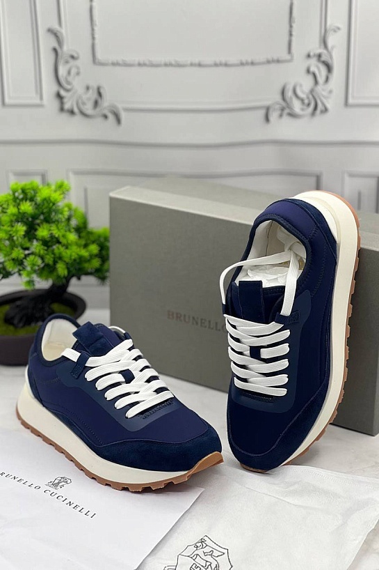 Мужские комбинированные кроссовки Brunello Cucinelli