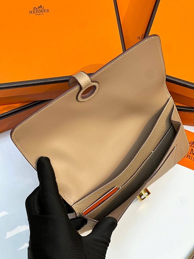 Кожаный кошелёк Hermes Dogon Duo - Beige 19.5x12 см   