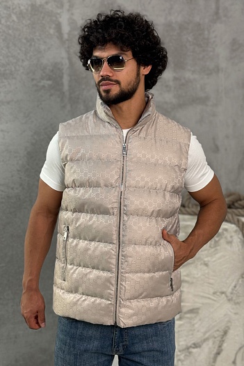 Мужской бежевый жилет Gucci GG monogram   
