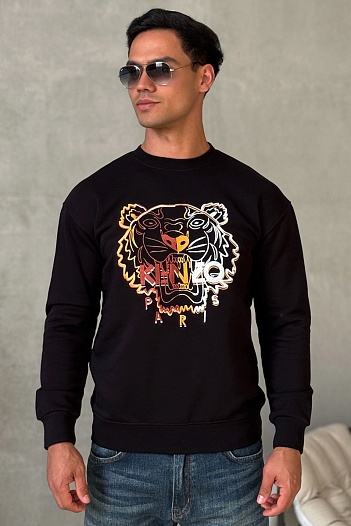 Мужской чёрный свитшот Kenzo Tiger Head embroidered   