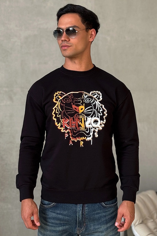 Мужской чёрный свитшот Kenzo Tiger Head embroidered