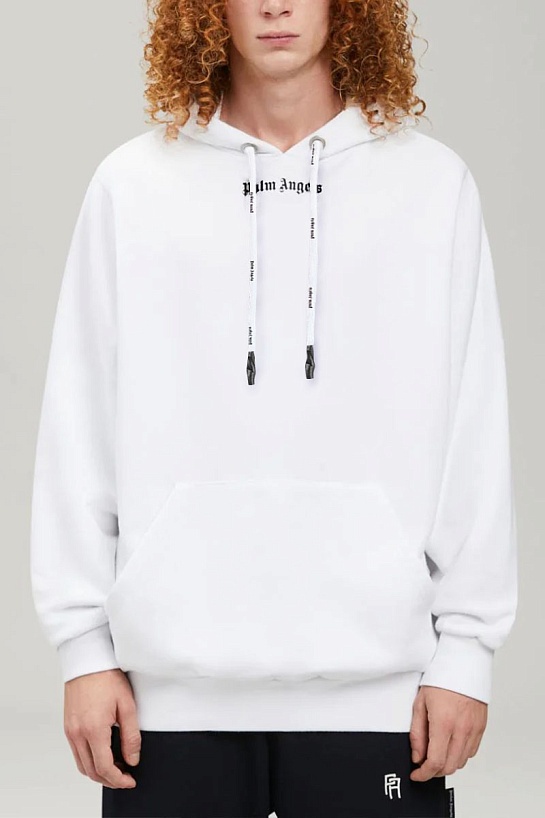 Мужское худи белого цвета Palm Angels logo-print