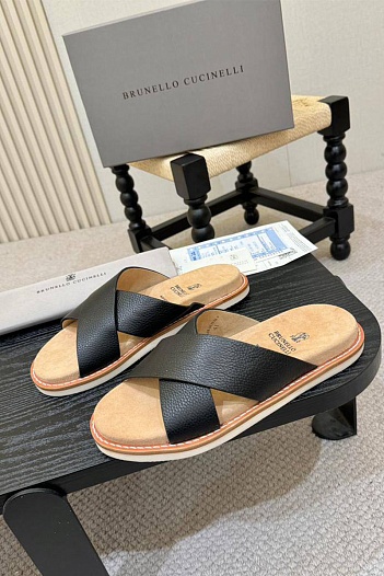 Кожаные шлёпанцы Brunello Cucinelli Crossover   