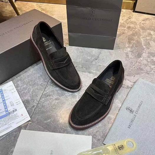 Мужские замшевые лоферы Brunello Cucinelli Premium   