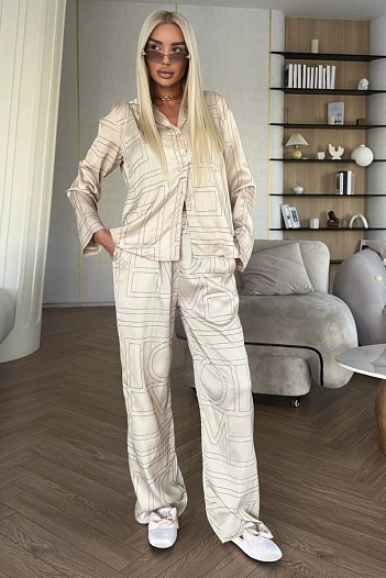 Женский шёлковый костюм ТОТЕМЕ premium бежевого цвета   