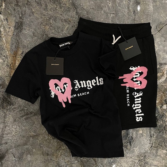 Мужская футболка Palm Angels Heart Sprayed Palm Beach - Black