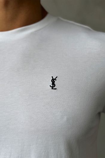 Мужская футболка Yves Saint Laurent logo-embroidered - White   