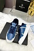 Кожаные кроссовки с мехом Balmain low-top - Blue / White